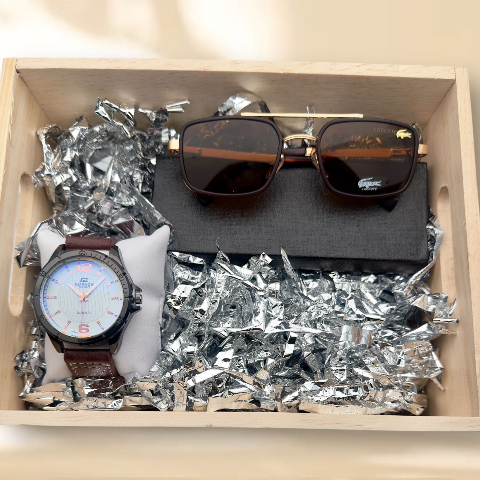 Combo Premium: Reloj + Gafa + Caja de Presentación en Mader